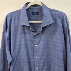 Peter Millar 2XL l/s button down shirt down in blue 50% cotton, 50% lyocell